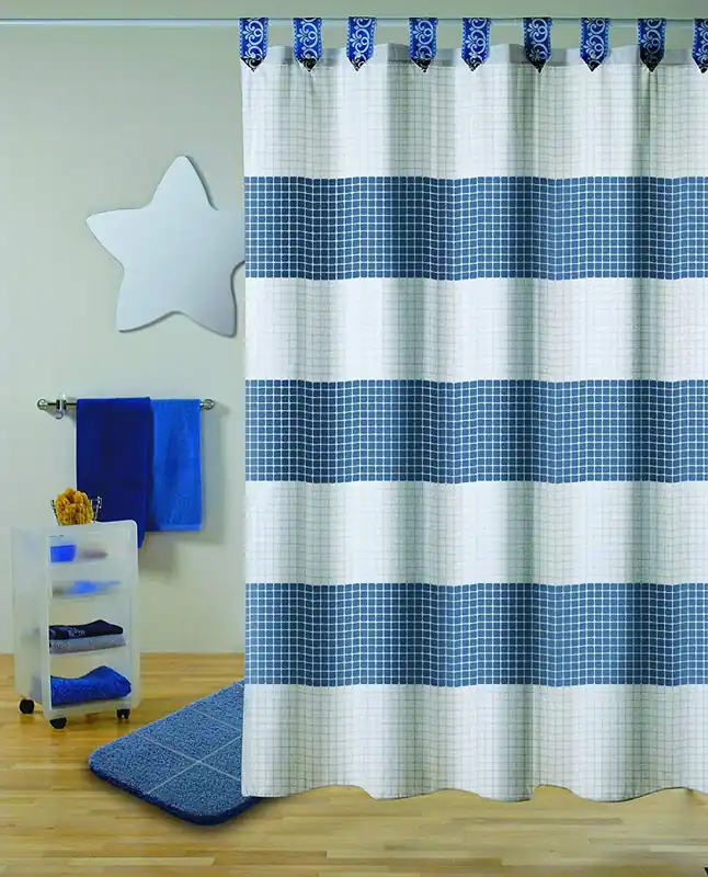 Cortina De Baño 180X200 Premium Quadro Azul