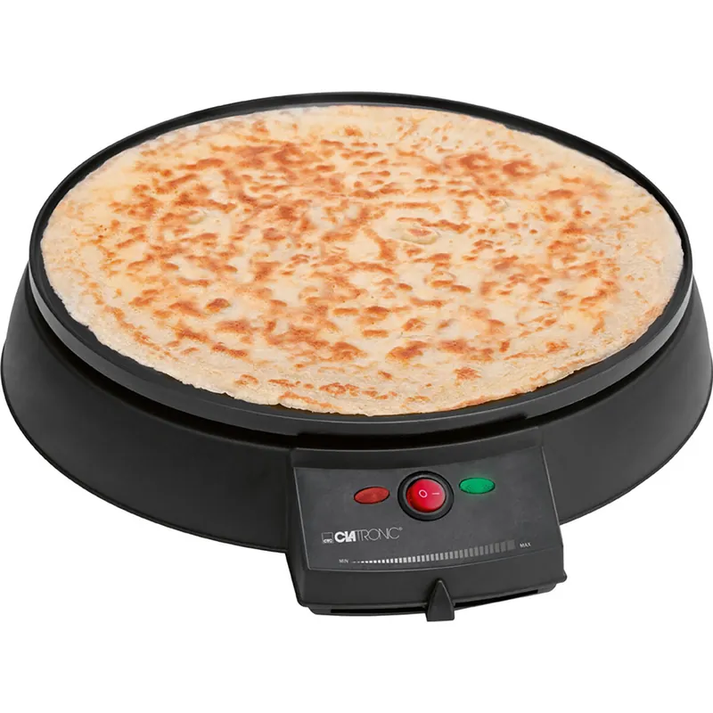 Clatronic CM 3372 Crepera, Máquina de Hacer Crepes, Tortitas, Antiadherente, Regulador Temperatura, Plato 29 cm, 900, Negro - Electrodomésticos