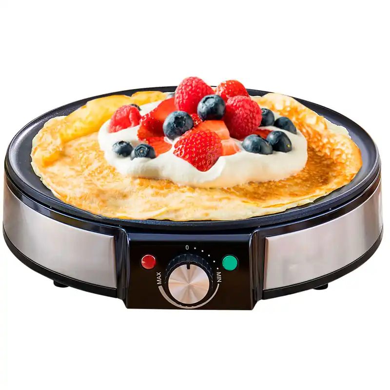 Briebe CM1137 Crepera, Máquina de Hacer Crepes, Tortitas, Antiadherente, Regulador Temperatura, Plato 30 cm, 1600, Negro - Electrodomésticos