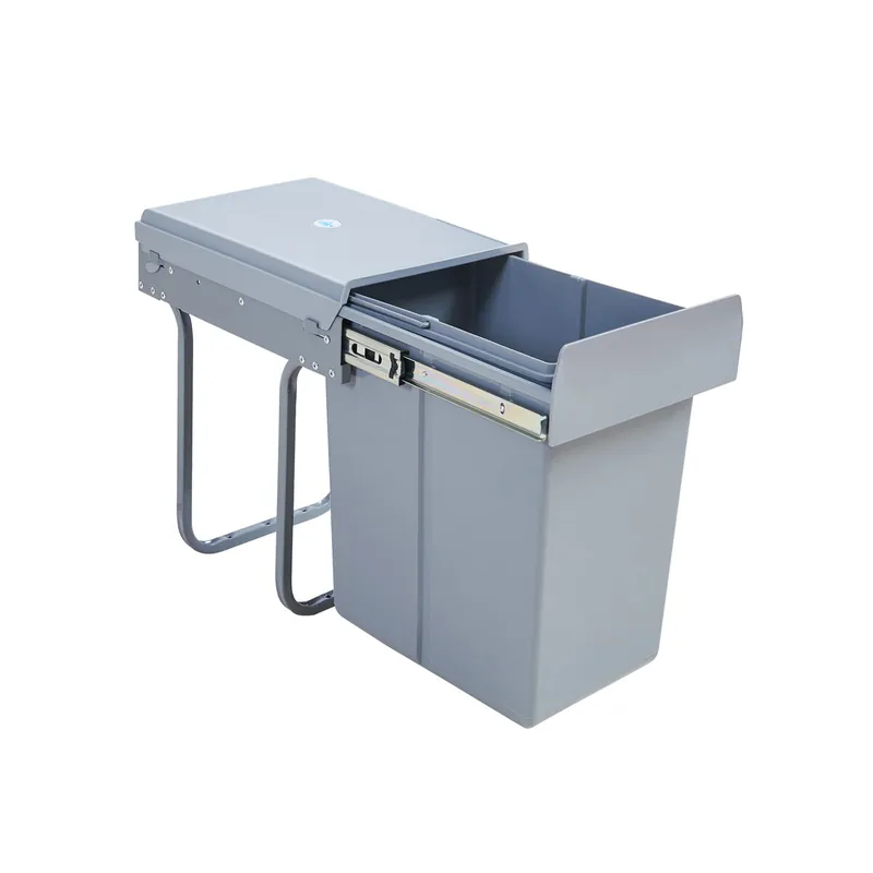 Cubo de basura extraíble Froland capacidad 1 x 20 L plástico/acero 34x26x42cm - Gris [en.casa]
