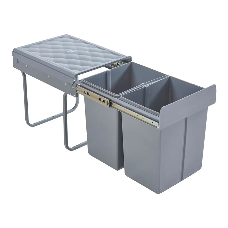 Cubo de basura extraíble Froland capacidad 2 x 20 L plástico/acero 48 x 34 x 42 cm - Gris [en.casa]