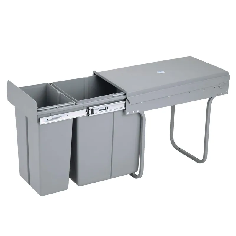 Cubos de basura bajo fregadero 8L+5L, extraíbles, con tapa - Baño