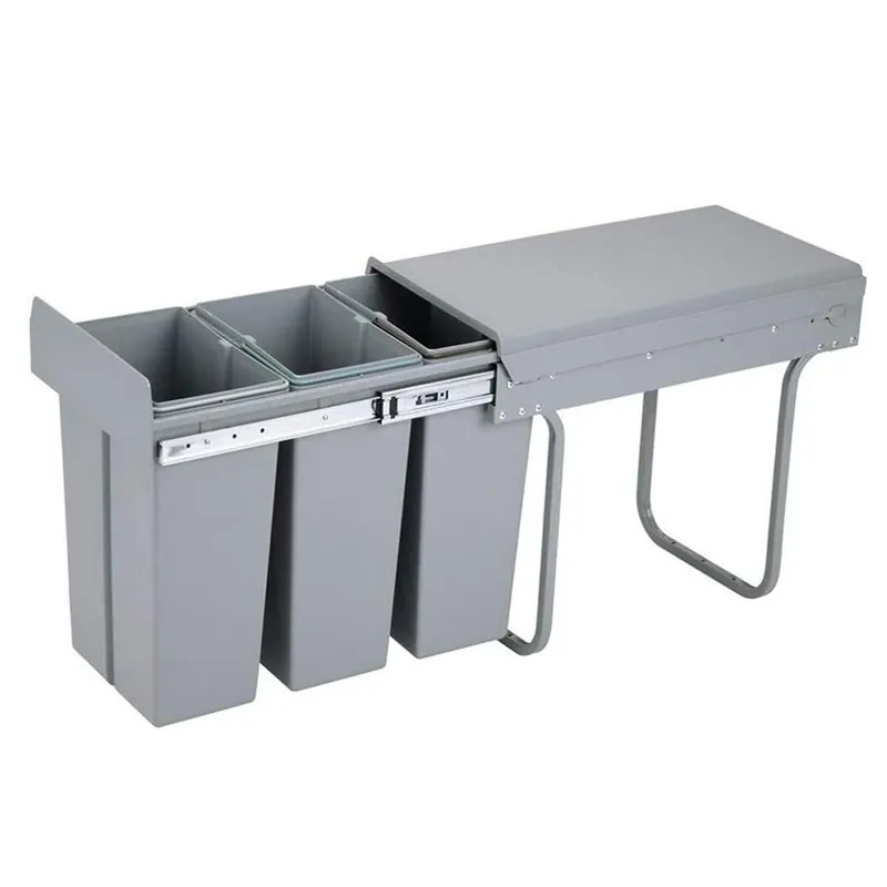 Cubos de basura bajo fregadero 3x 8L, extraíbles, con tapa - Baño