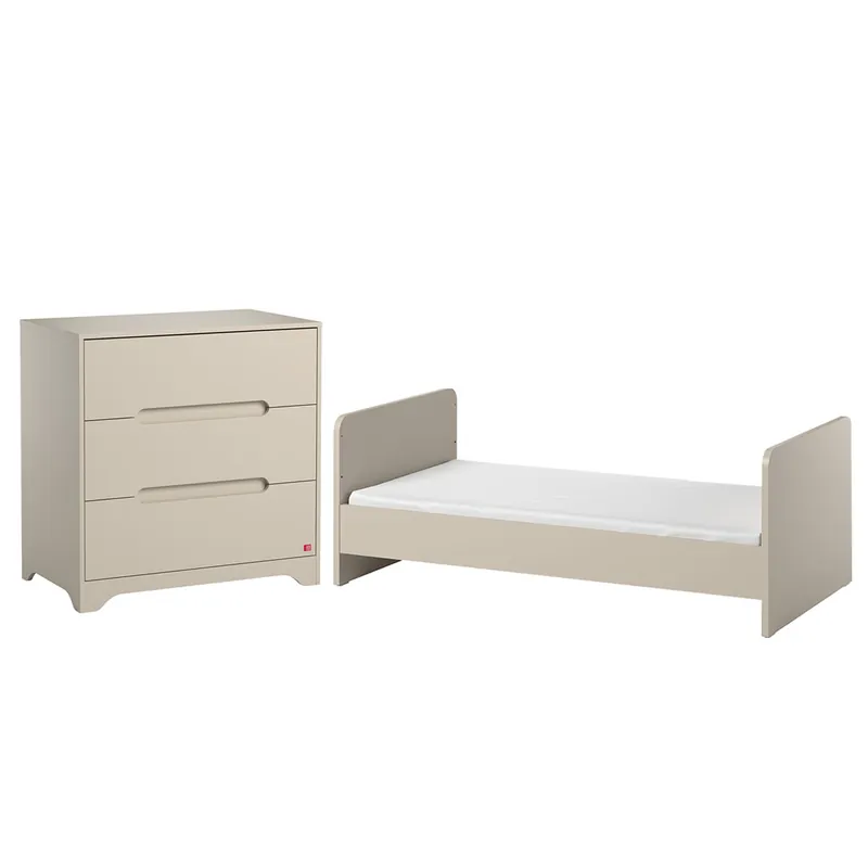 Cuna evolutiva 70x140 y cómoda 3 cajones Vox Ova Beige - Bebé