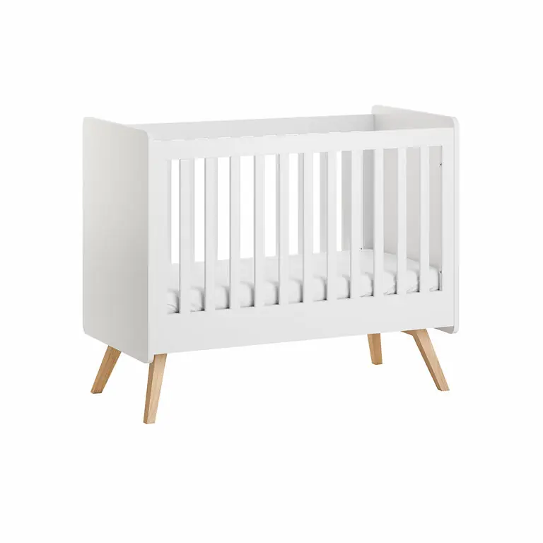 Cuna Vox Vintage Blanca y Madera 60x120 con somier incluido - Bebé