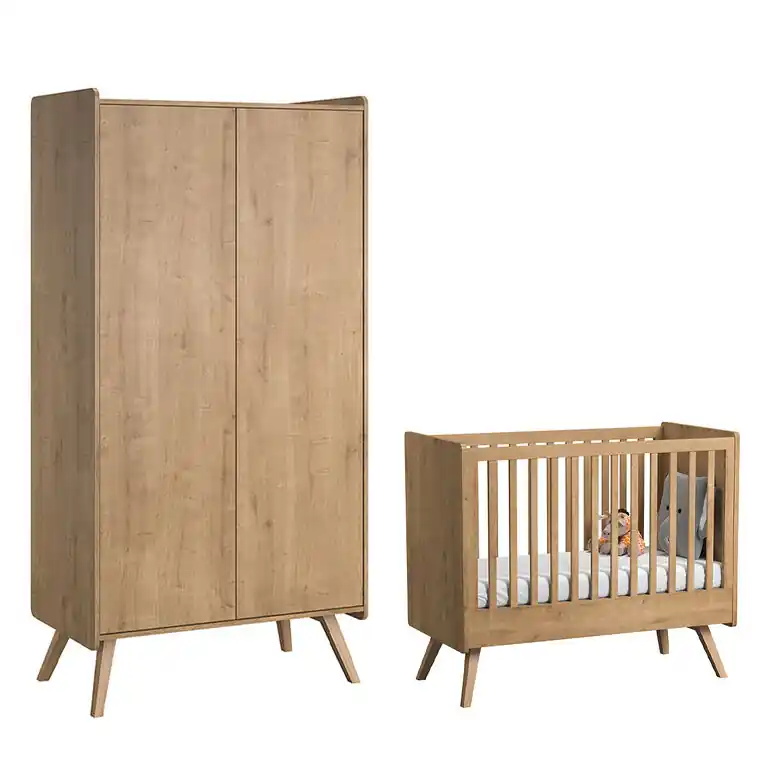 Cuna y armario de 2 puertas Vox Vintage Wood - Bebé