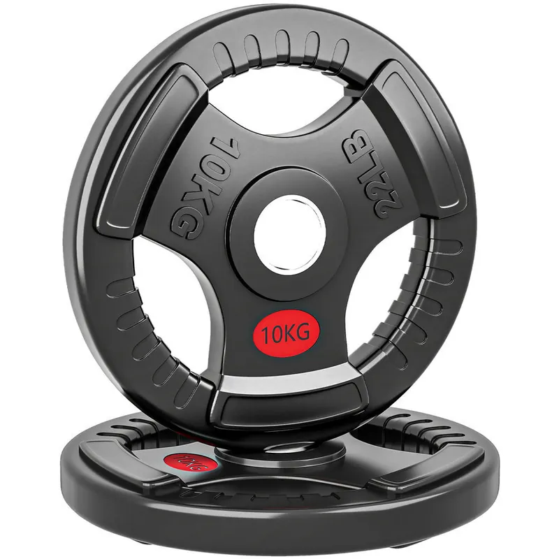 SPORTNOW Discos Pesas Olímpicas, Agujero Ø50 mm, 2 Discos de Pesas 10 kg con Anillo Interior de Acero y Triple Agarre, para Mancuernas y Barras, Entrenamiento Fitness en Casa, Gimnasio, Negro - Deporte