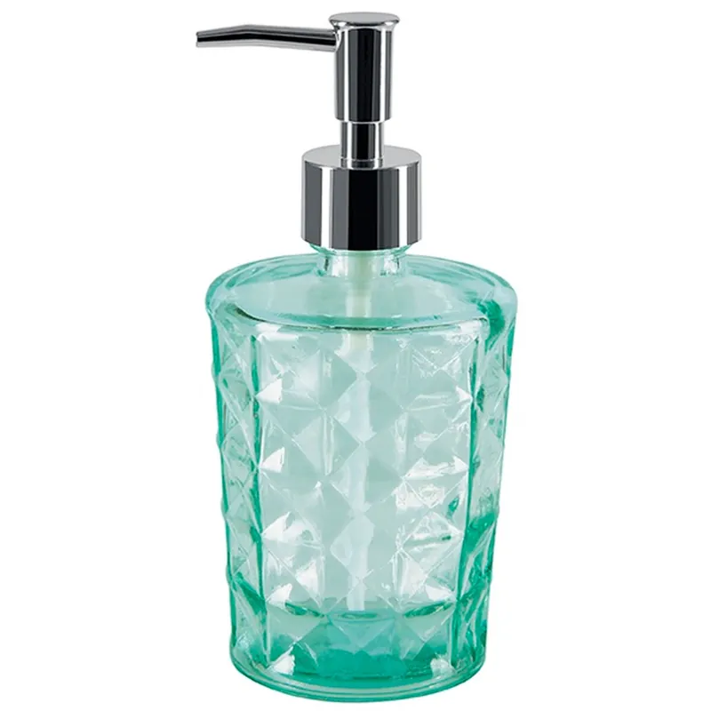 Dispensador De Jabon Spirella "Carla" De Vidrio En Color Verde Ø8,5X18,5 Cm - Baño