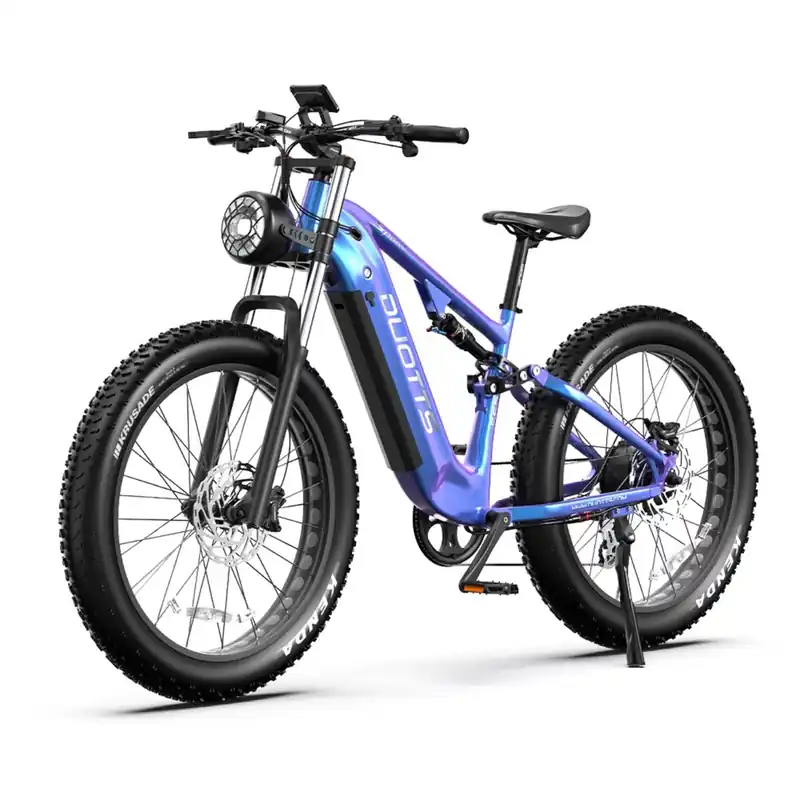 Duotts E26 Bicicleta eléctrica - Motor 750W Batería 48V20AH 26*4.0 Neumáticos Frenos Hidráulicos Delanteros y Traseros - Azul Morado