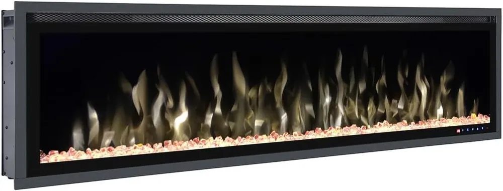 DUPI Chimenea Eléctrica 42 Nero Pro Lumina | 3 en 1 con Calefacción | Efecto Llama 3D Panorámica | 12 Colores Llama | 107x46,6x11,9 cm | 42 Pulgadas - Electrodomésticos