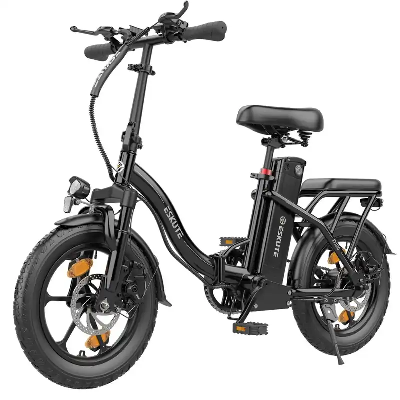 ESKUTE D100 Bicicleta Eléctrica - Motor 250W Batería 36V 13Ah Rueda 16” Freno de Disco Mecánico - Negra