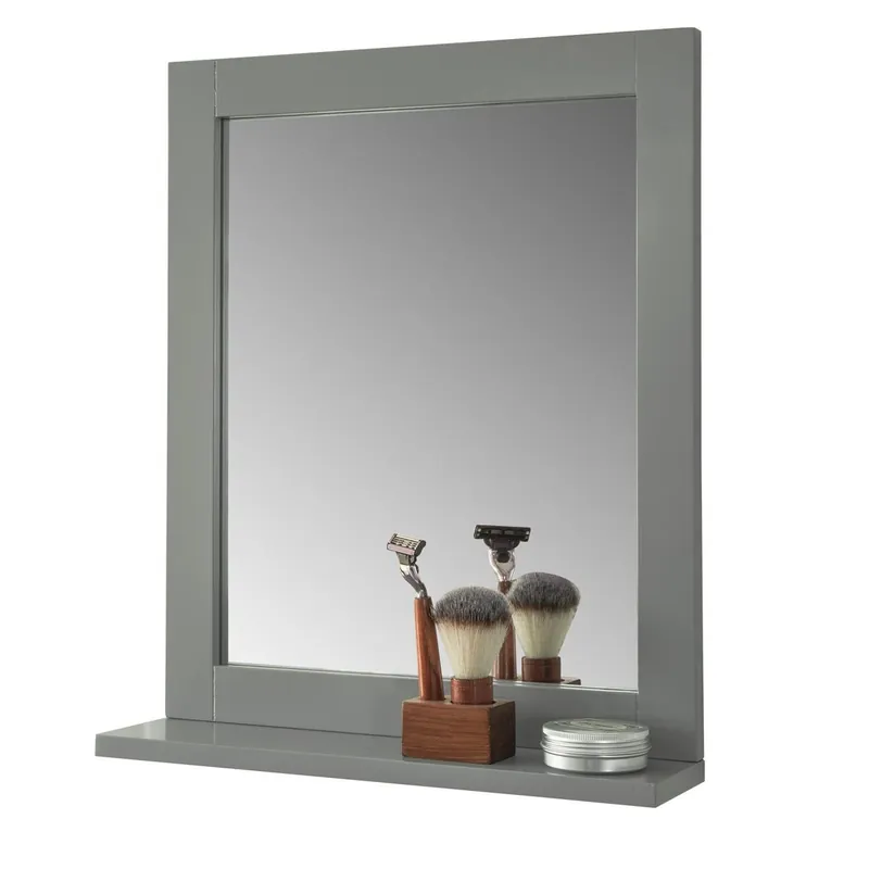 Espejo de Pared con 1 Estante Espejo de baño Color Gris Oscuro FRG129-SG SoBuy