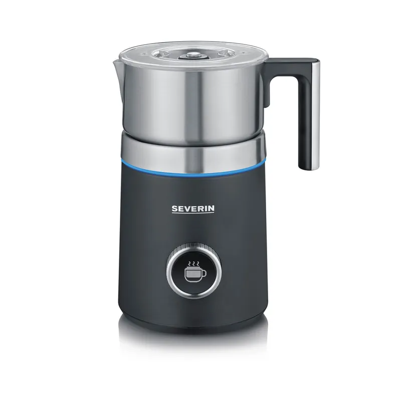 SEVERIN Espumador de leche por inducción Spuma 700 Plus, espumador eléctrico apto para el lavavajillas, bote espumador, acero inoxidable cepillado/negro mate, SM 3587 - Electrodomésticos