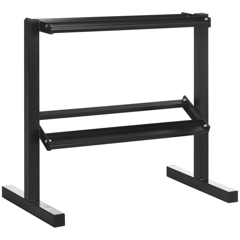 SPORTNOW Estante para Mancuernas de 2 Niveles Soporte de Almacenamiento para Mancuernas de Acero para Gimnasio en Casa Carga 270 kg 94x52,5x82 cm Negro - Deporte