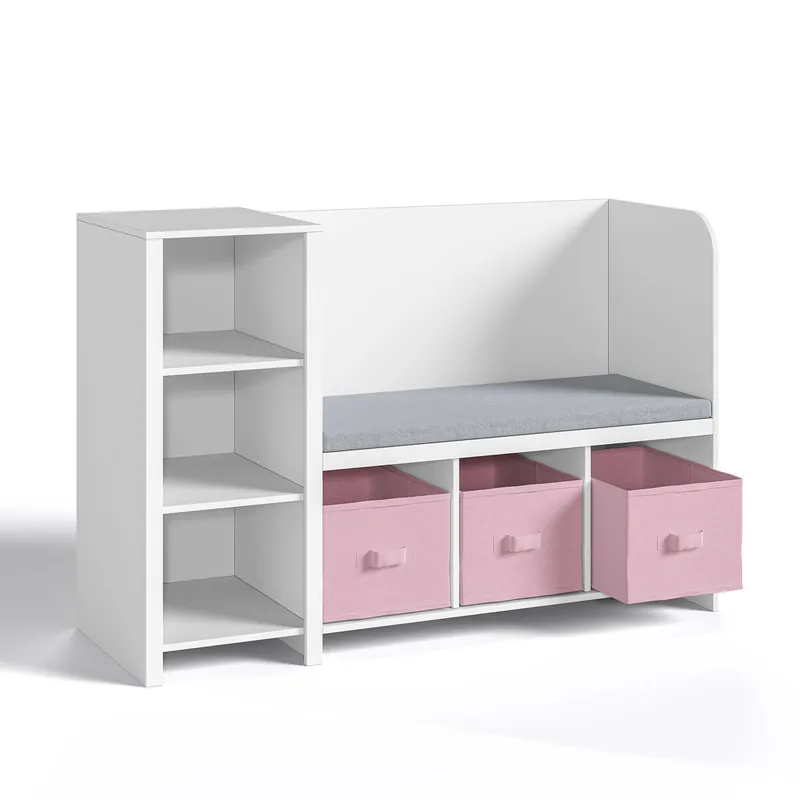 Estantería infantil con banco Høylandet 76x112x40 cm - Blanco/Verde [en.casa]