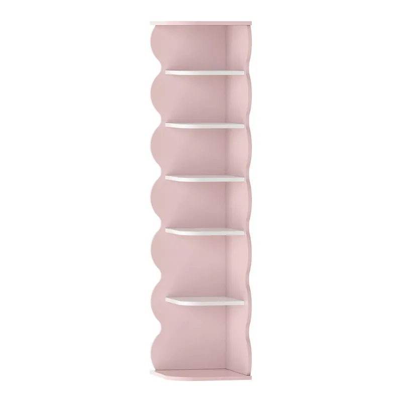 Estantería infantil Vestnes esquinera 108x27x27cm - Rosa/Blanco [en.casa]