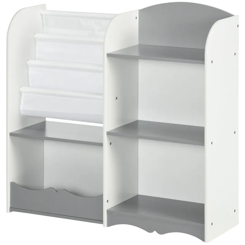 ZONEKIZ Organizador de Juguetes Estantería para Niños Estantería Infantil con Estantes Abiertos para Dormitorio Sala de Juegos Guardería 85x26x84 cm Gris - Bebé
