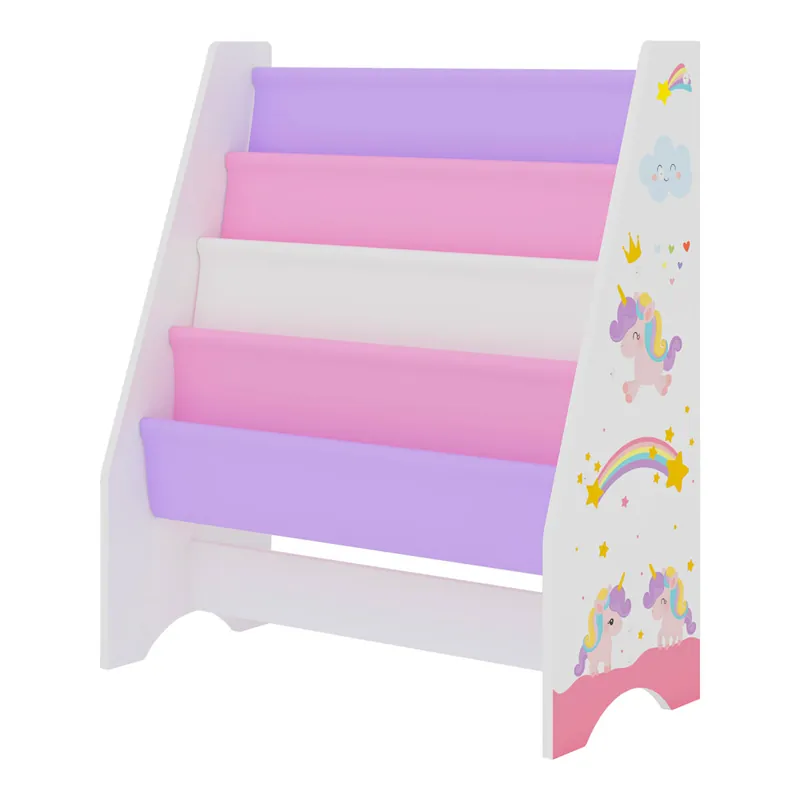 Estantería para niños Fisterra 4 niveles dinosaurio aglomerado/poliéster 74 x 62 x 29 cm multicolor [en.casa] - Bebé
