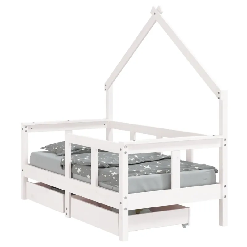 vidaXL Estructura cama niños con cajones madera pino blanco 70x140 cm - Descanso