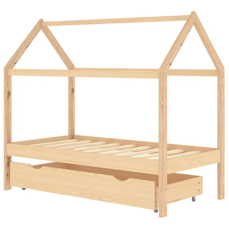 vidaXL Estructura de cama infantil y cajón madera pino gris 80x160cm - Descanso