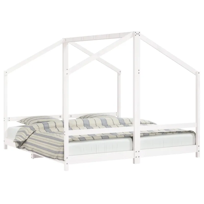 vidaXL Estructura de cama de niños madera maciza de pino 2x(90x160) cm - Descanso