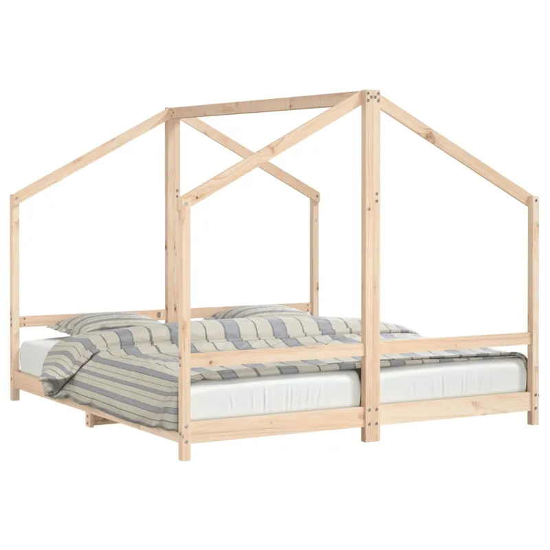 vidaXL Estructura de cama de niños madera maciza de pino 2x(90x200) cm - Descanso