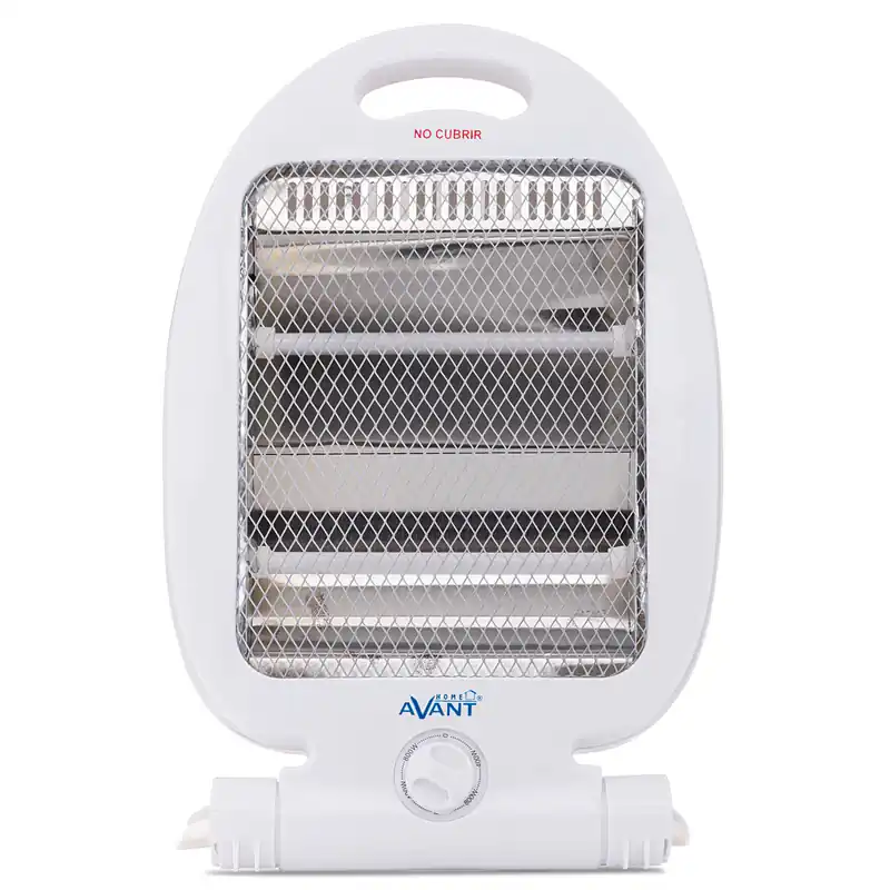 AVANT AV7553 - Estufa Eléctrica De Cuarzo Mini con 2 Tubos. 800w con 2 Niveles De Potencia: 400w - 800w. Interruptor Antivuelco, Protección Térmica. Color Blanco