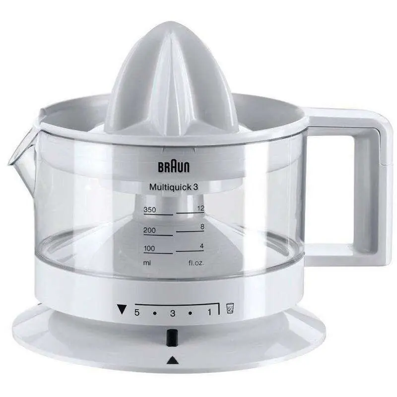 Braun Exprimidor Eléctrico Compacto CJ3000 BK. Bol Calibrado de 350 ml. Exprimidor De Naranjas Y Limones. 20 W. Color Blanco - Electrodomésticos