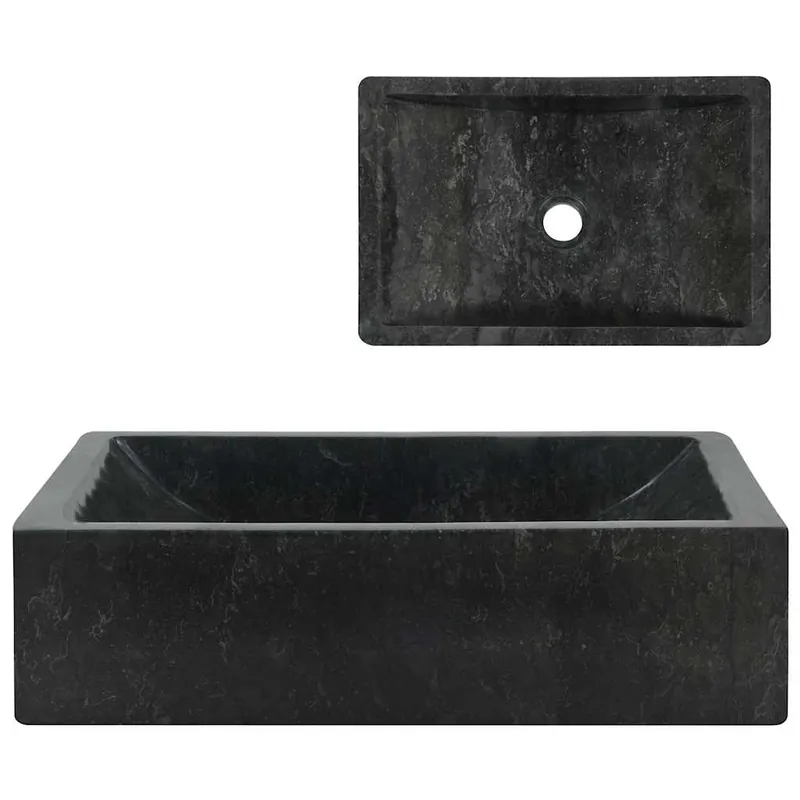 vidaXL Lavabo de mármol gris con brillo 45x30x12 cm - Baño