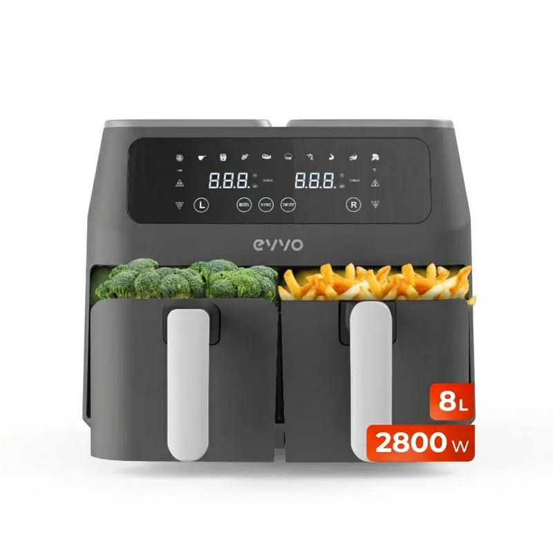 EVVO Freidora sin aceite Tasty Fryer - 1500W, Tecnología Dual Cyclone, Multifunción, hasta 200º, 5 litros