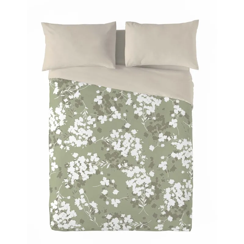 SANDAL - Funda Nórdica Estampada cama 90 - Algodón Extrasuave - Incluye 1 Funda de Almohada - LIGHT LEAVES OLIVE
