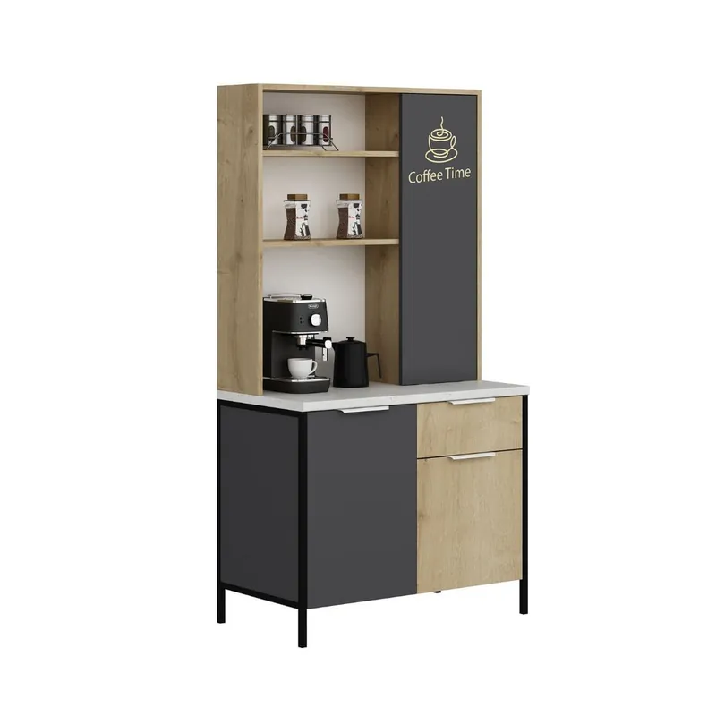 Alacena Andy 3 puertas + cajón natural/gris 180x94x50 cm - Muebles