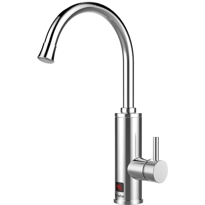 Briebe IH1205 Grifo Calentador Agua Eléctrico Instantáneo de Mesa Bajo Consumo, Acero Inox, Display, Camping, 3600, Acero Inoxidable - Baño