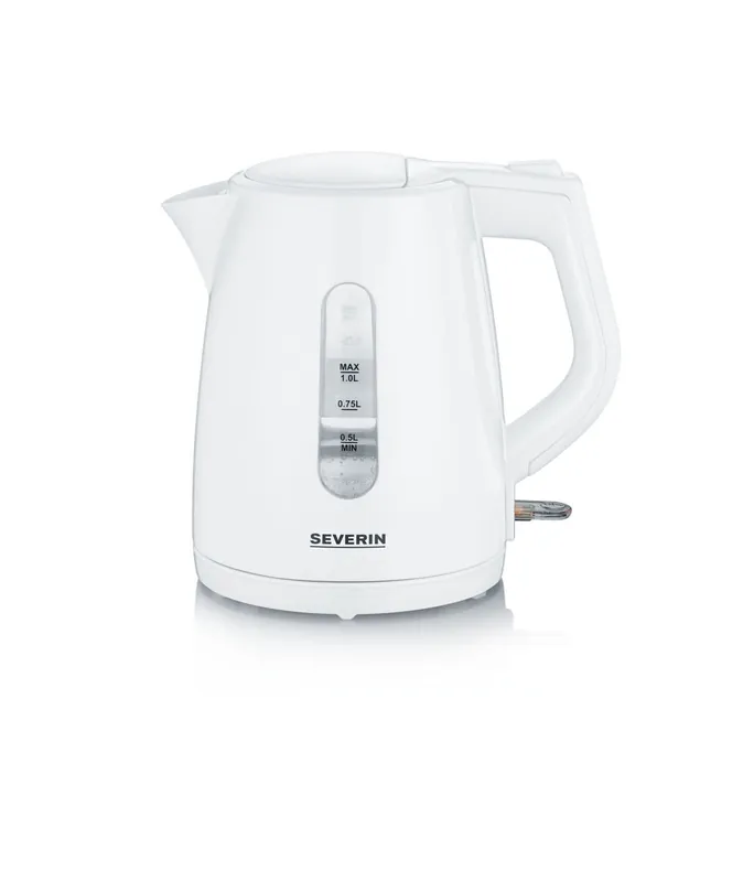 SEVERIN - Hervidor de Agua, 2.200 W, 1.0 L, Elemento calentador oculto, Base 360° con Sistema Inalámbrico, Color Blanco WK 3411