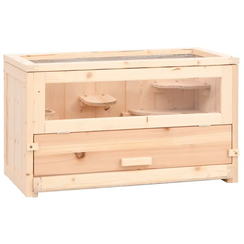 vidaXL Jaula para hámster madera maciza abeto 60x30x35 cm - Jardín