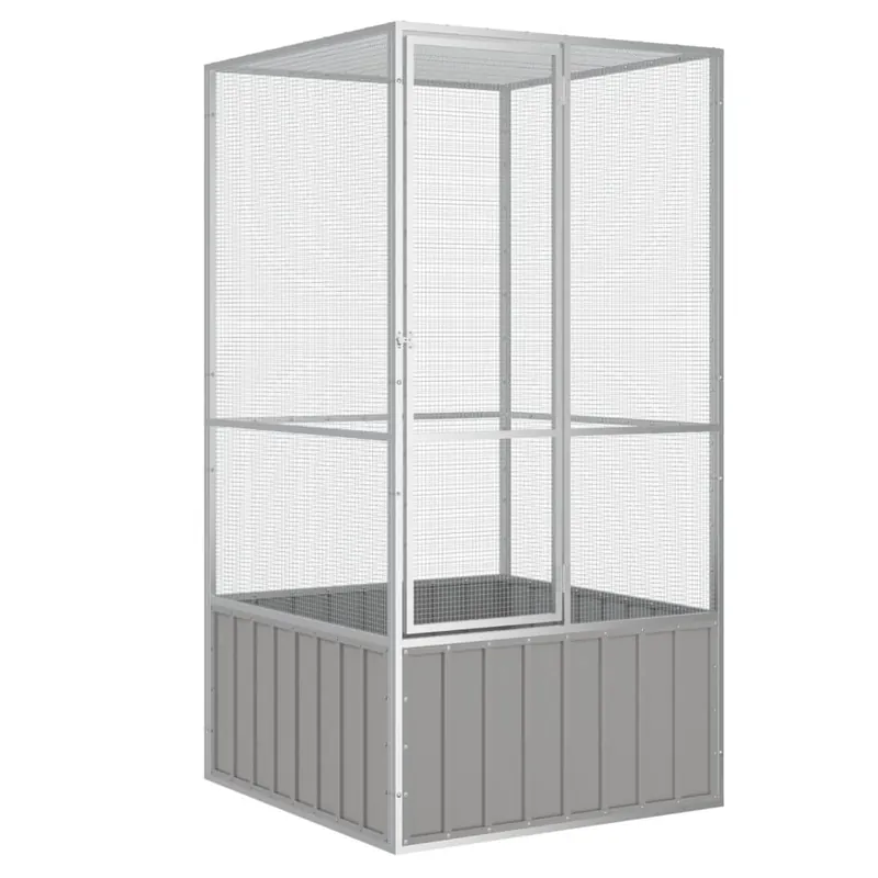 vidaXL Jaula de pájaros acero galvanizado gris 111x107x211,5 cm - Jardín