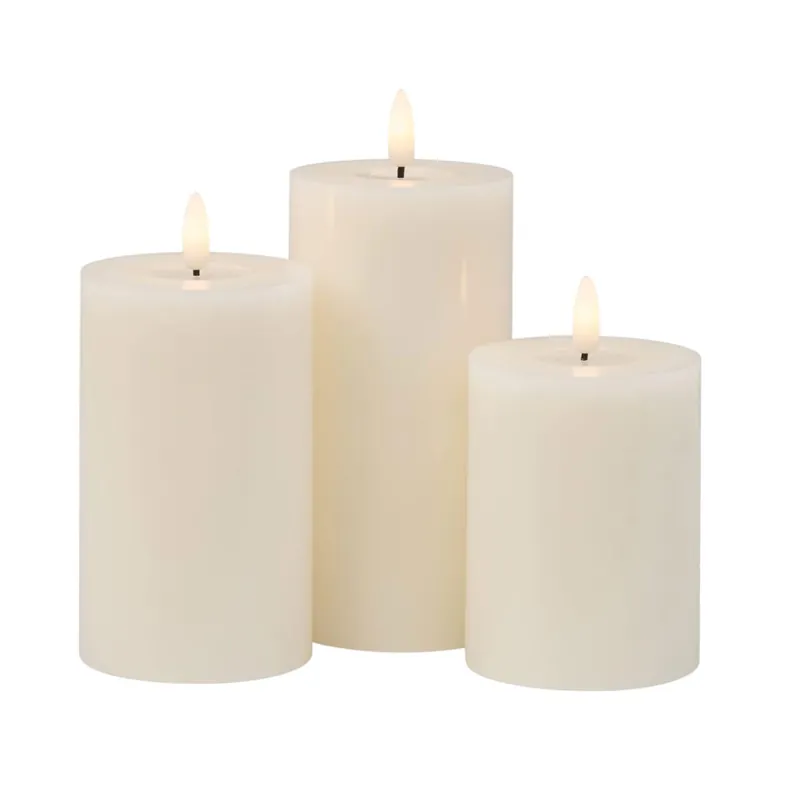 Well Home Juego de 3 Velas LED de Cera con Función de Temporizador y diseño rústico - Decoración