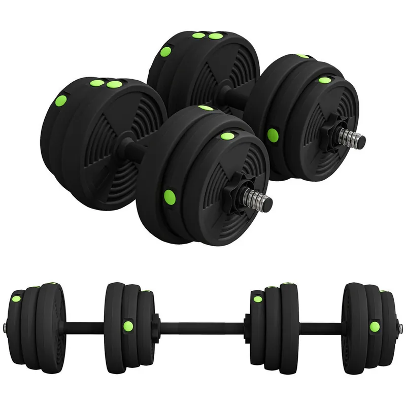 SPORTNOW Juego de Mancuernas Ajustables 2 en 1, 25kg, Juego de Pesas con Barra de Conexión y Mango Antideslizante, Pesas y Mancuernas para Hombres y Mujeres, Ejercicio de Fitness, Casa Gimnasio - Deporte