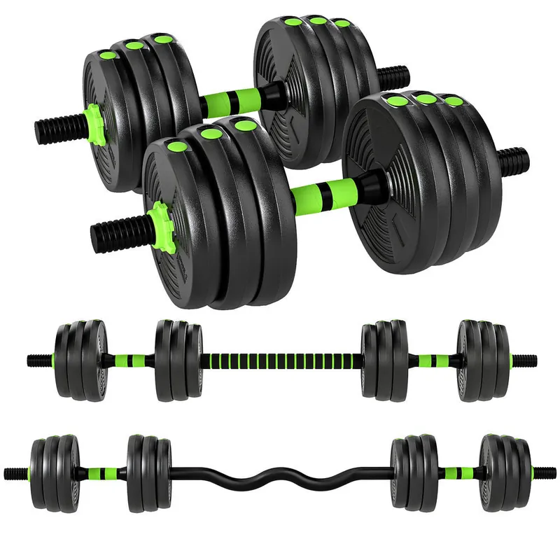 SPORTNOW Juego de Mancuernas Ajustables 3 en 1 20kg, Juego de Pesas con Barra de Conexión y Mango Antideslizante, Pesas y Mancuernas para Hombres y Mujeres, Ejercicio de Fitness, Casa Gimnasio - Deporte