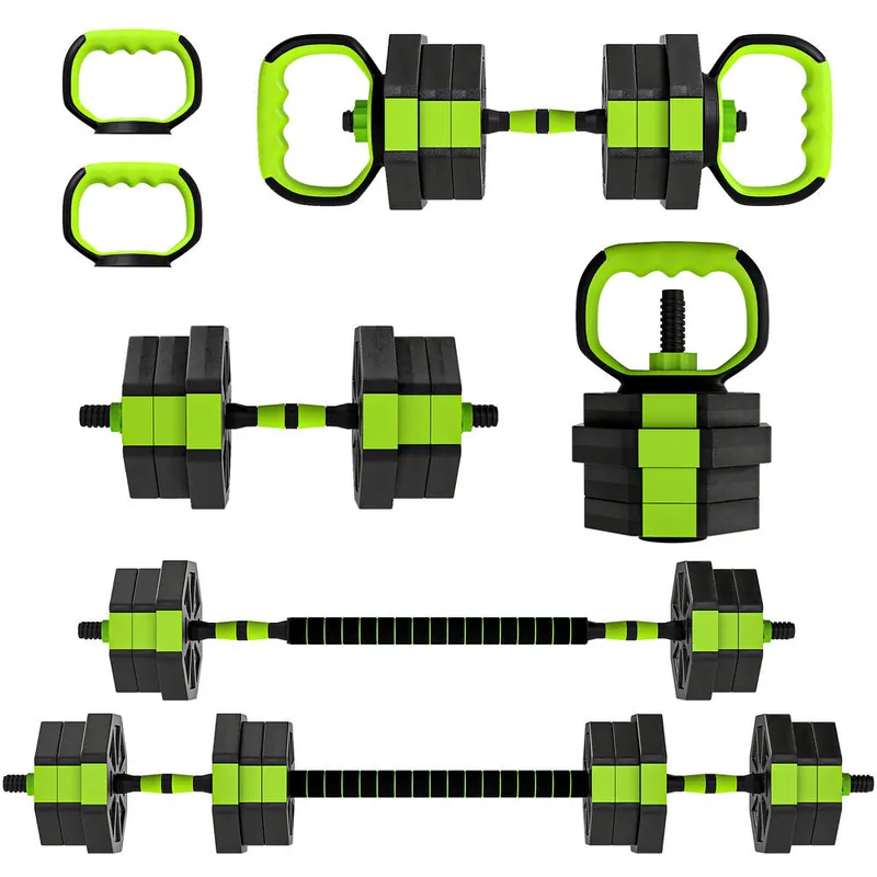 SPORTNOW Juego de Mancuernas Ajustables, 6 en 1, 20kg, Juego de Pesas Utilizado como Kettlebell, Barra, Mancuernas o Soporte para Flexiones, Equipo para Hombres y Mujeres, Gimnasio en Casa - Deporte