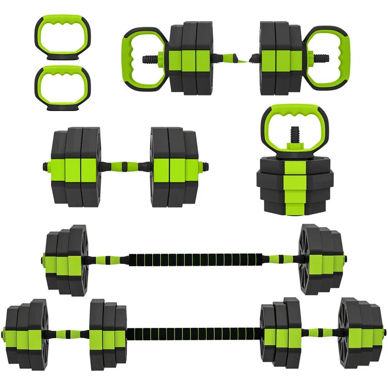 SPORTNOW Juego de Mancuernas Ajustables, 6 en 1, 25kg, Juego de Pesas Utilizado como Kettlebell, Barra, Mancuernas o Soporte para Flexiones, Equipo para Hombres y Mujeres, Gimnasio en Casa - Deporte