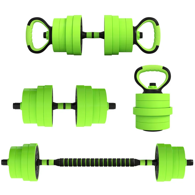 SPORTNOW Juego de Mancuernas Ajustables 4 en 1 30kg, Juego de Pesas como Kettlebell, Barra, Mancuernas o Soporte para Flexiones, Equipo de Fitness para Hombres y Mujeres, Casa Gimnasio Verde - Deporte