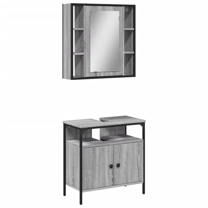 vidaXL Set de muebles de baño 2 pzas madera contrachapada gris sonoma