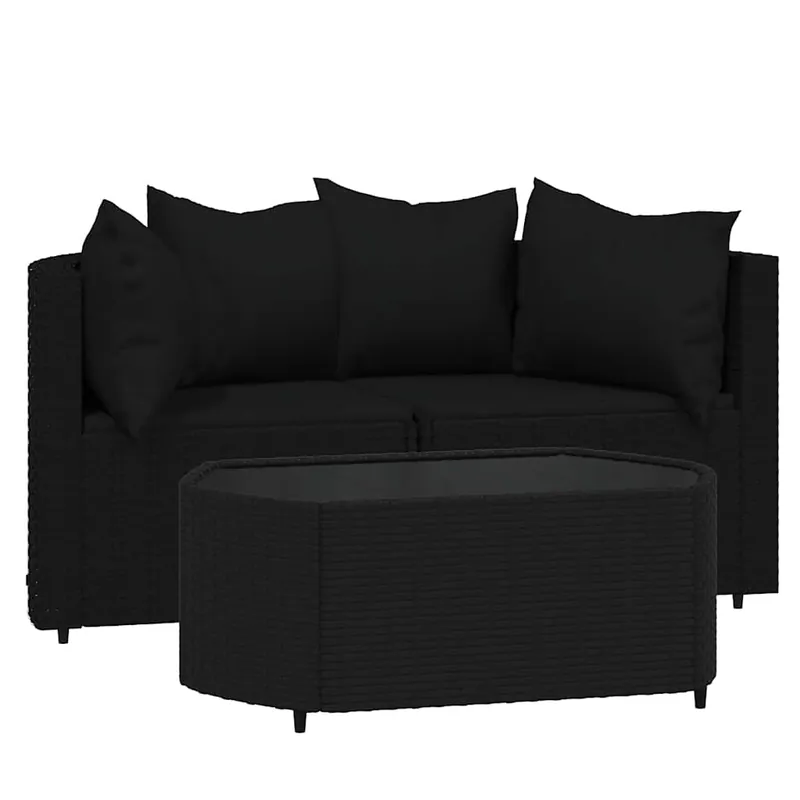 vidaXL Set de muebles de jardín 3 pzas y cojines ratán sintético gris