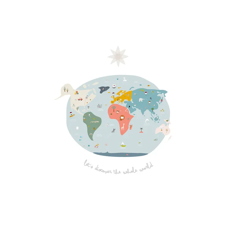 JUEGO DE SÁBANA CUNA/MAXICUNA MAPA MUNDI CUNA 60 CM - Bebé