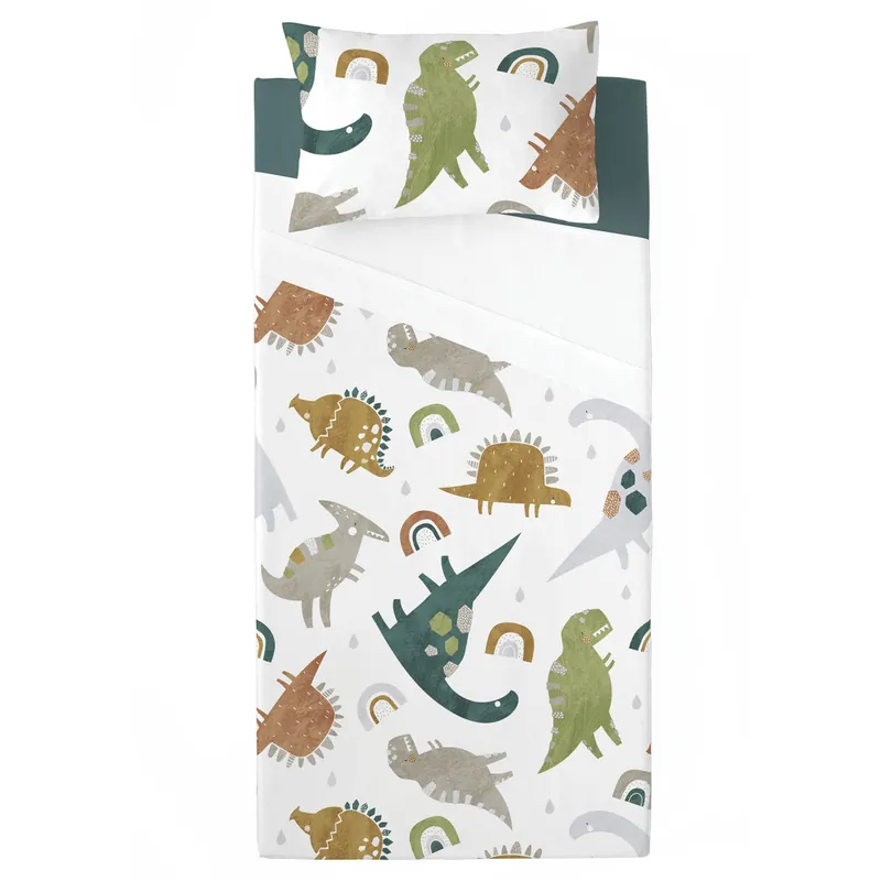 NATURALS - Juego de Sábanas Estampadas 3 Piezas Cama 105 - Algodón Extra Suave - Incluye Sábana Encimera + 1 Funda de Almohada + 1 Sábana Bajera- Fabricado en España - SAURIO