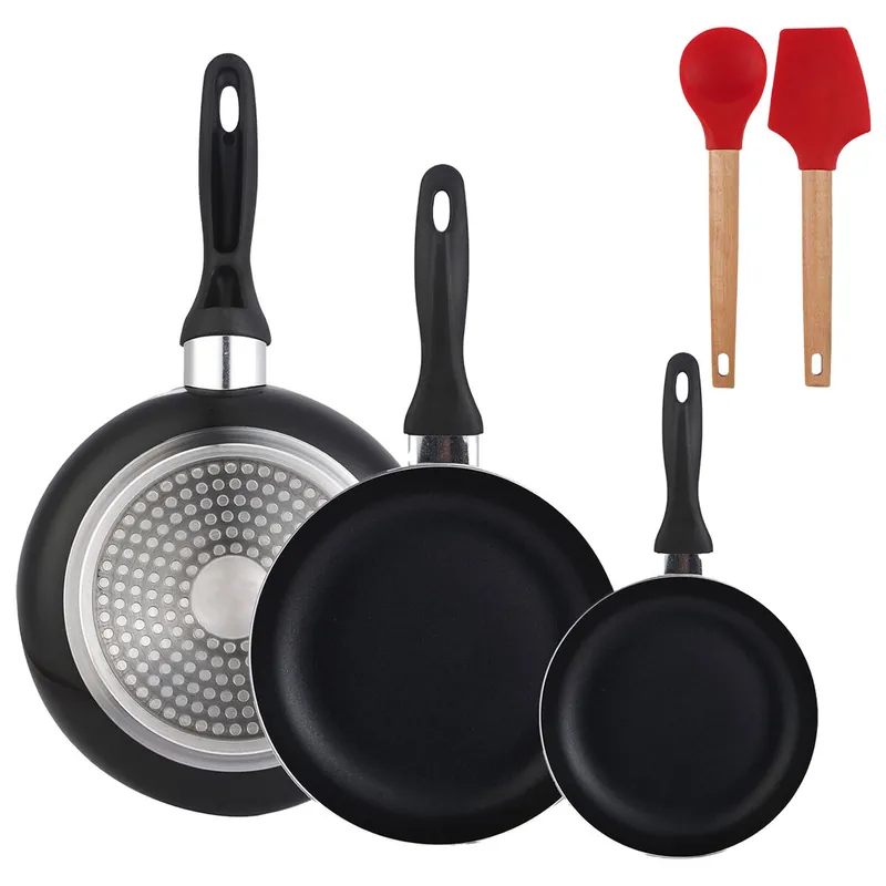 Set 3 sartenes Wellhome 16/20/24 aluminio prensado+Juego de 2 utensilios de cocina de silicona