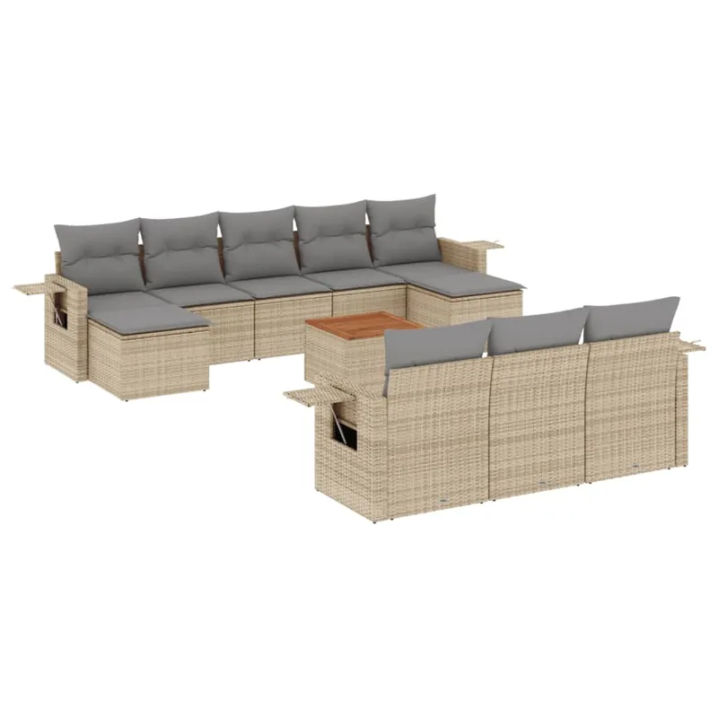 vidaXL Set de sofás de jardín 11 pzas y cojines ratán sintético negro