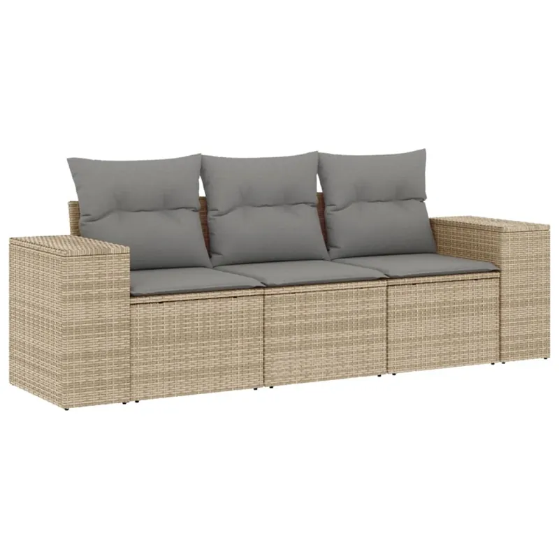 vidaXL Set sofás de jardín 3 piezas y cojines ratán sintético marrón