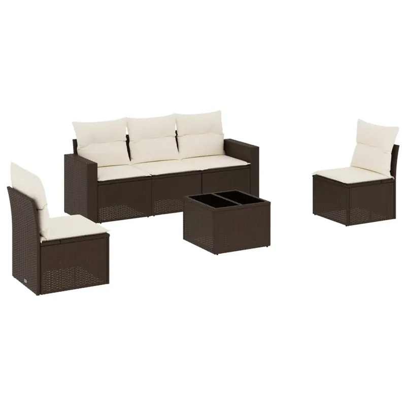 vidaXL Set de muebles de jardín 6 pzas y cojines ratán sintético gris